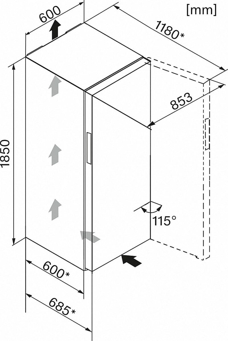 Thông số kỹ thuật của Tủ lạnh độc lập Miele KS 28463 D bb phiên bản Blackboard