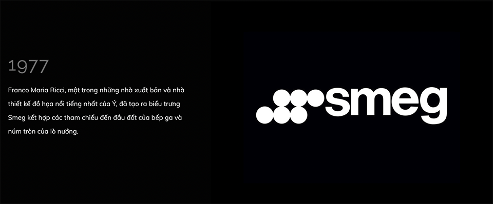1977 Logo biểu tượng Smeg được thiết kế bởi nhà thiết kế & đồ họa nổi tiếng của Ý - Franco Maria Ricci