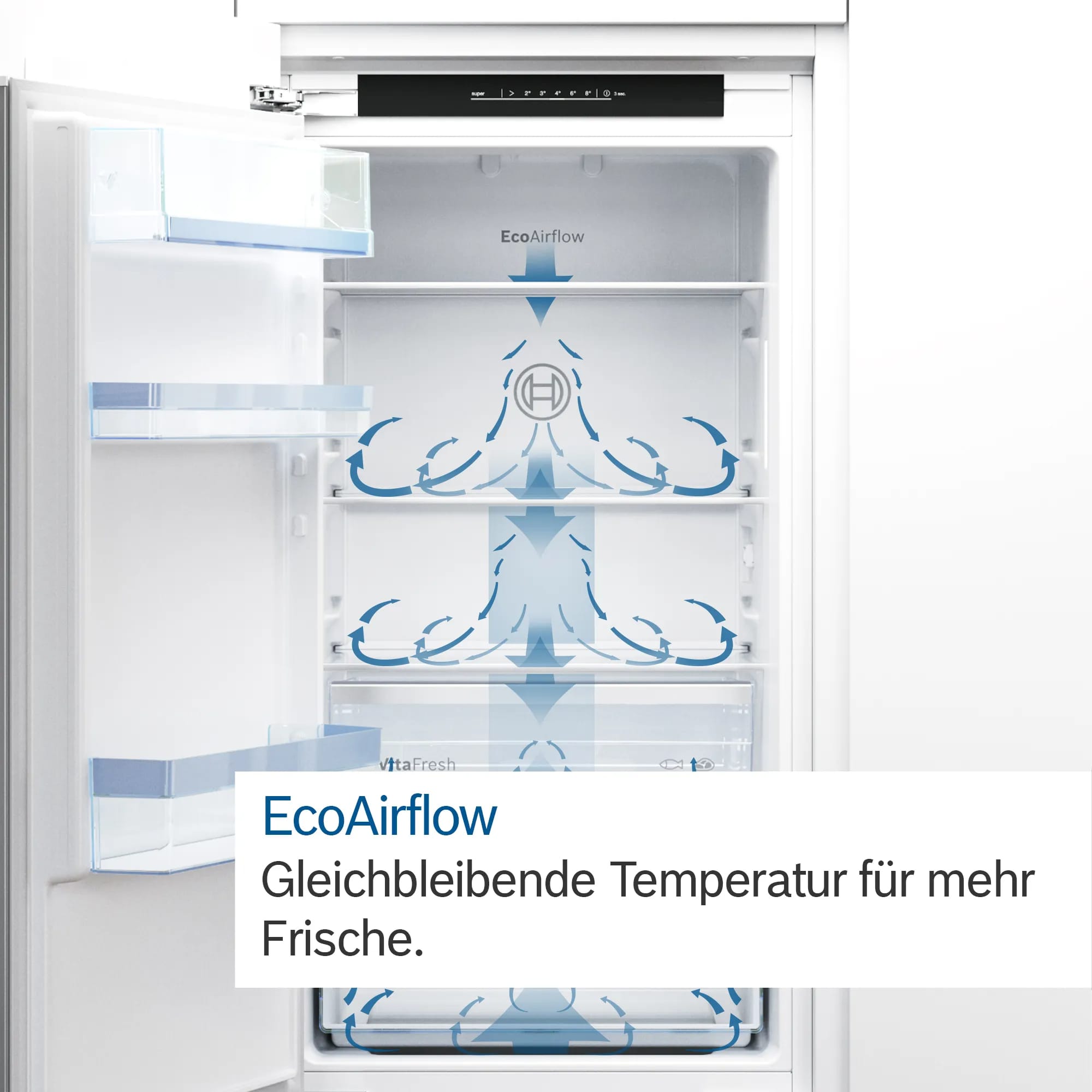 Công nghệ EcoAirflow: Phân phối độ ẩm và nhiệt độ đều khắp khoang tủ